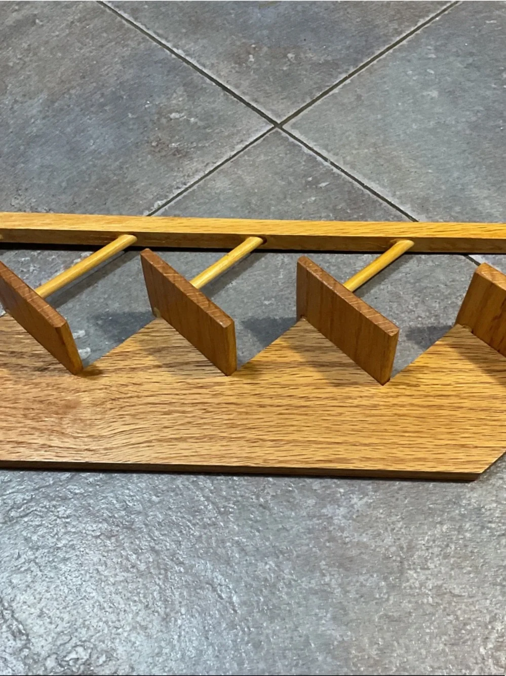 Wooden Wall Rack with Six Pegs - Honey Brown